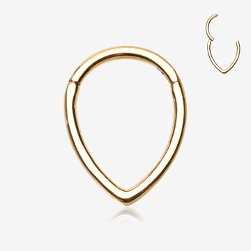 Golden Classic Teardrop Seamless Clicker Hoop Ring